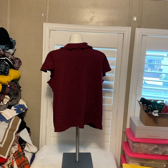 Chaps Burgundy Ruffled Blouse - Picture 5 of 8